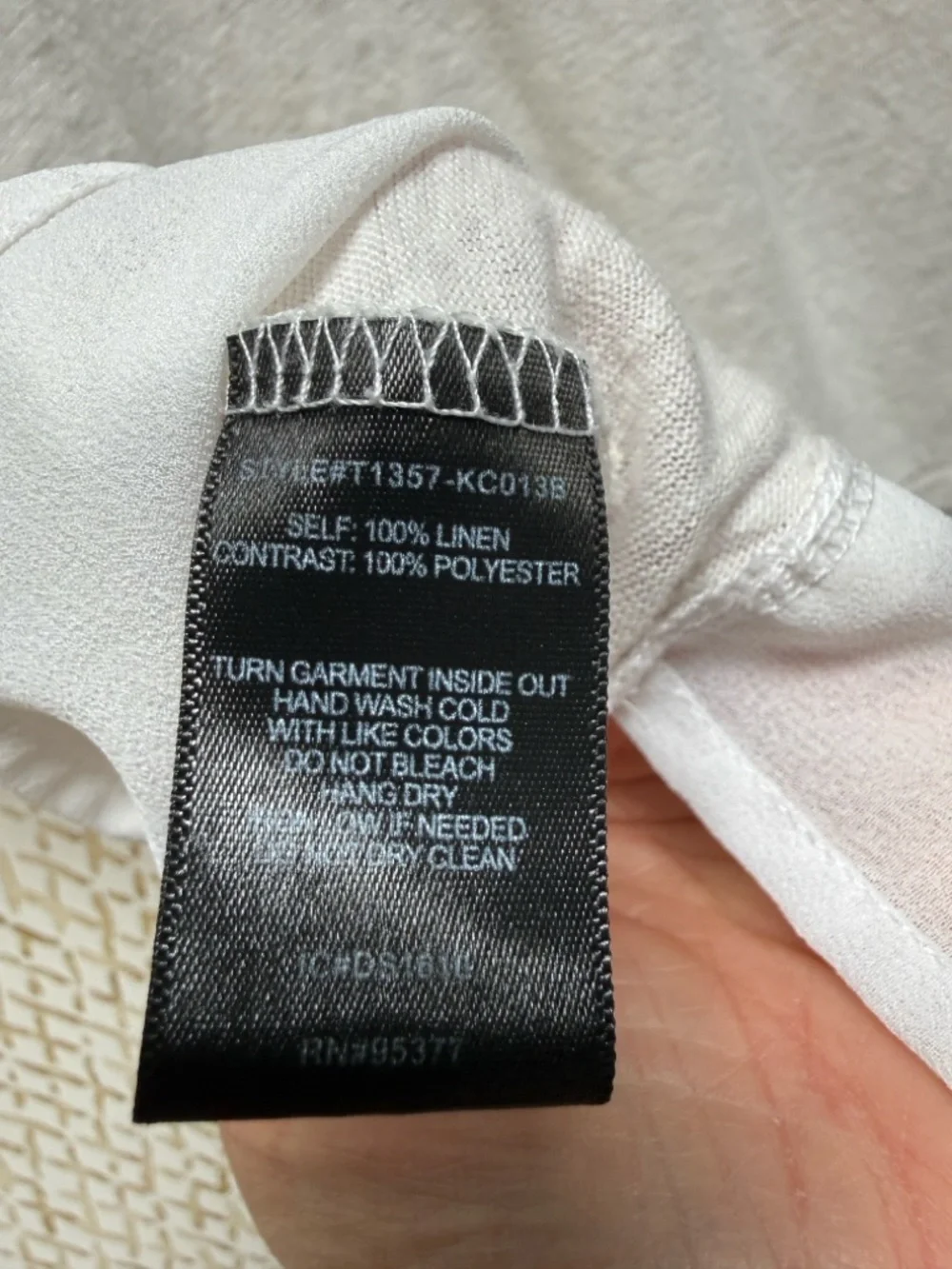 Sanctuary Linen Tee White VNeck Chiffon Hem Pocket Top Relaxed Boho L - Picture 10 of 11